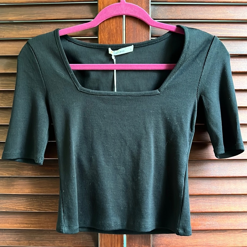 Square Neck Ribbed Crop Top